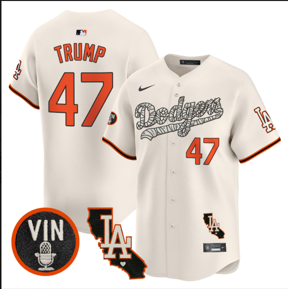 Men Los Angeles Dodgers #47 Trump 2025 cream Limited Stitched Jersey